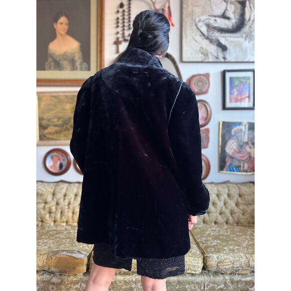 Vintage Black Faux Mink 40s Style Jacket by Outerlayers Ladies Size XL - Picture 7 of 16